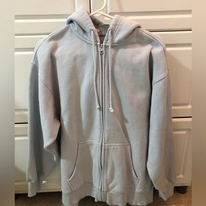 TNA cozy fleece boyfriend zip up light blue